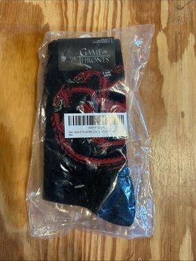 Game of Thrones Black Socks with Red Dragon Logo